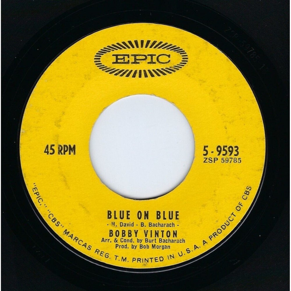 Bobby Vinton Vinyl 45 Blue On Blue / Those Little Things on Epic VG+ Pop